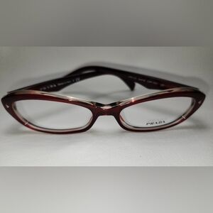 Prada Red Glasses Rectangular Frame